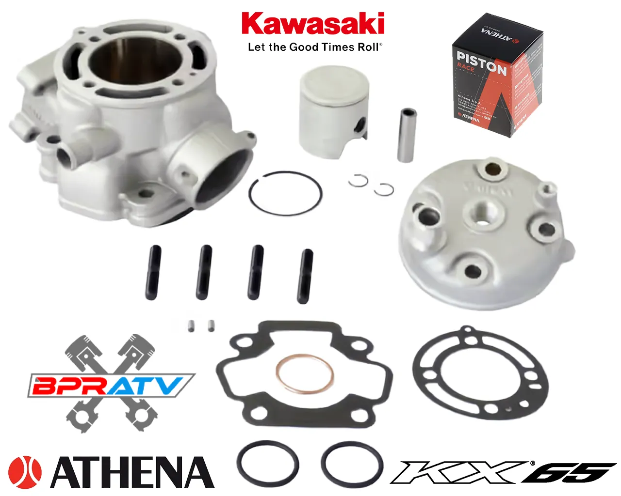 02-24 Kawasaki KX65 KX 65 50mm Athena 80cc Big Bore Cylinder Top End Piston Kit
