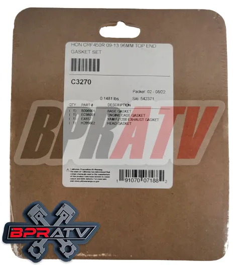 09-12 CRF450R CRF 450R Stock Top End Rebuild Kit Cylinder Wiseco Piston Cometic