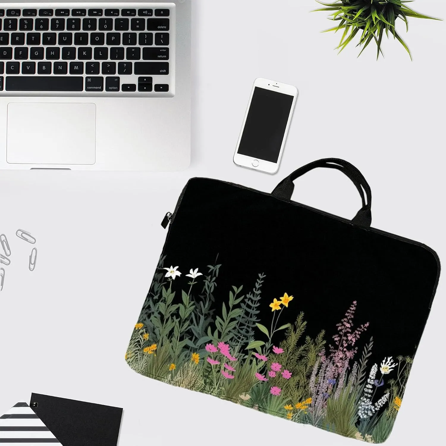 15-Inch Laptop Sleeve  Stylish, Lightweight, Shockproof, Water-Resistant Case for Lenovo, HP, Dell, Asus Notebooks - Weeds