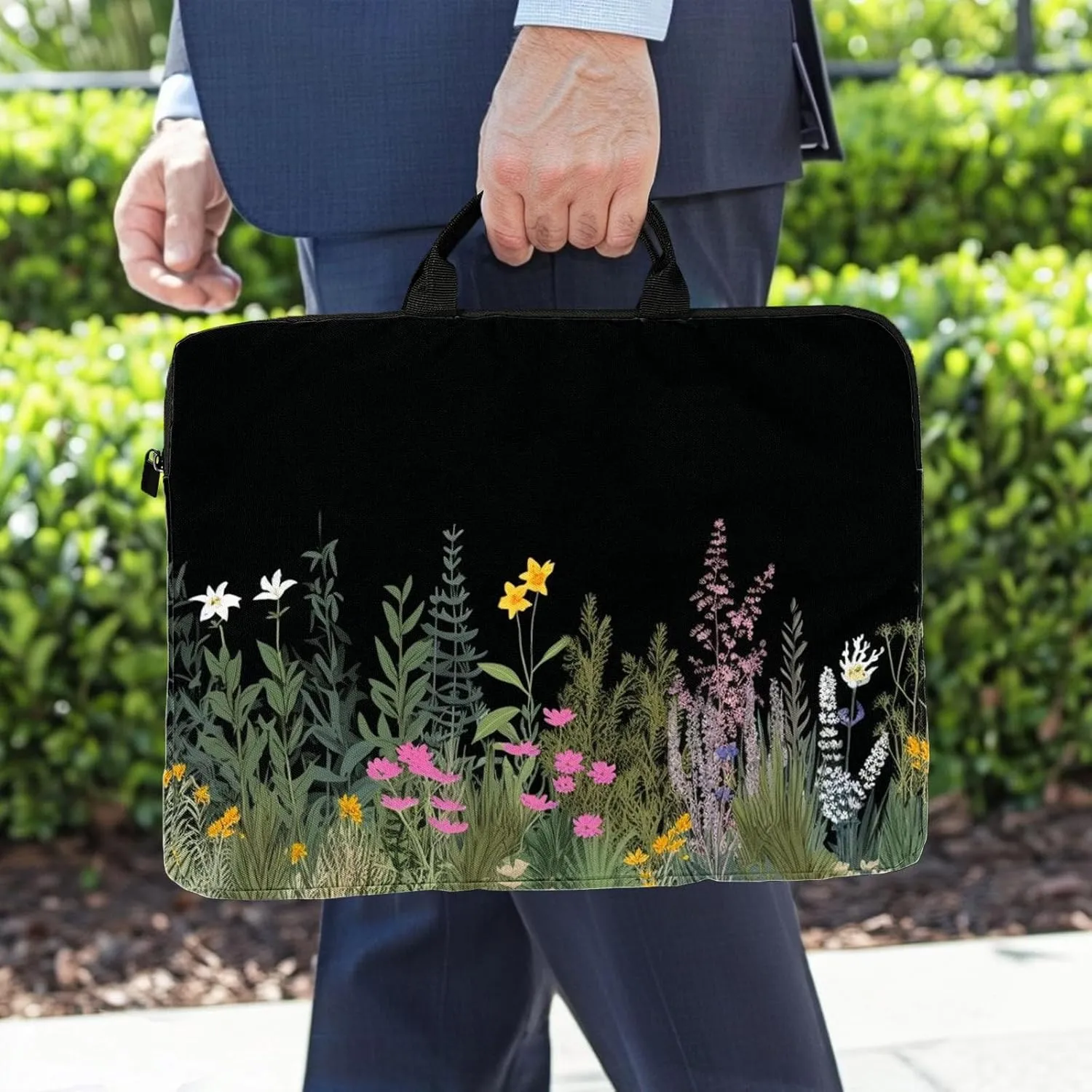 15-Inch Laptop Sleeve  Stylish, Lightweight, Shockproof, Water-Resistant Case for Lenovo, HP, Dell, Asus Notebooks - Weeds