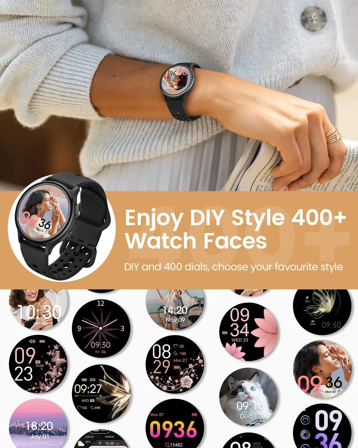2025 Smart Watches for Women [Make Call/Answer/400 Watch Faces] Android Phones iPhone Compatible, Waterproof Fitness Tracker for Women Activity Trackers and SmartWatch Smart Watches, 3 Watch Bands
