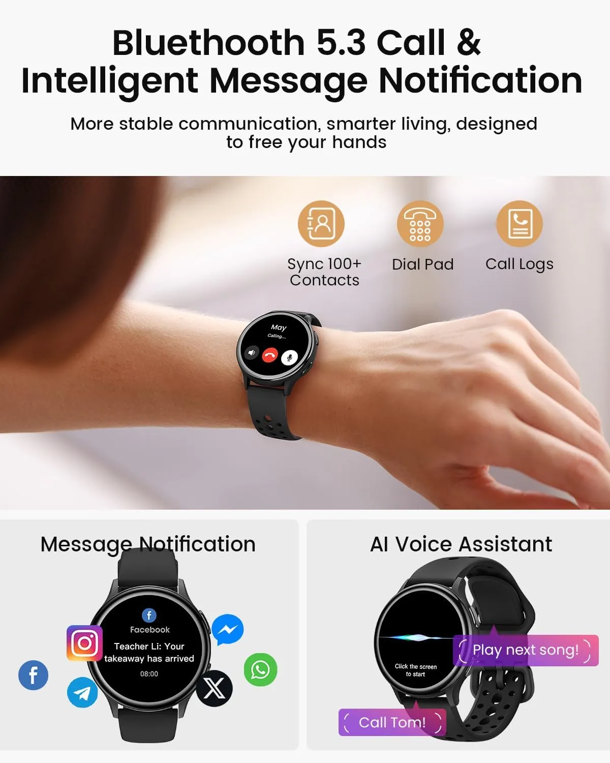 2025 Smart Watches for Women [Make Call/Answer/400 Watch Faces] Android Phones iPhone Compatible, Waterproof Fitness Tracker for Women Activity Trackers and SmartWatch Smart Watches, 3 Watch Bands
