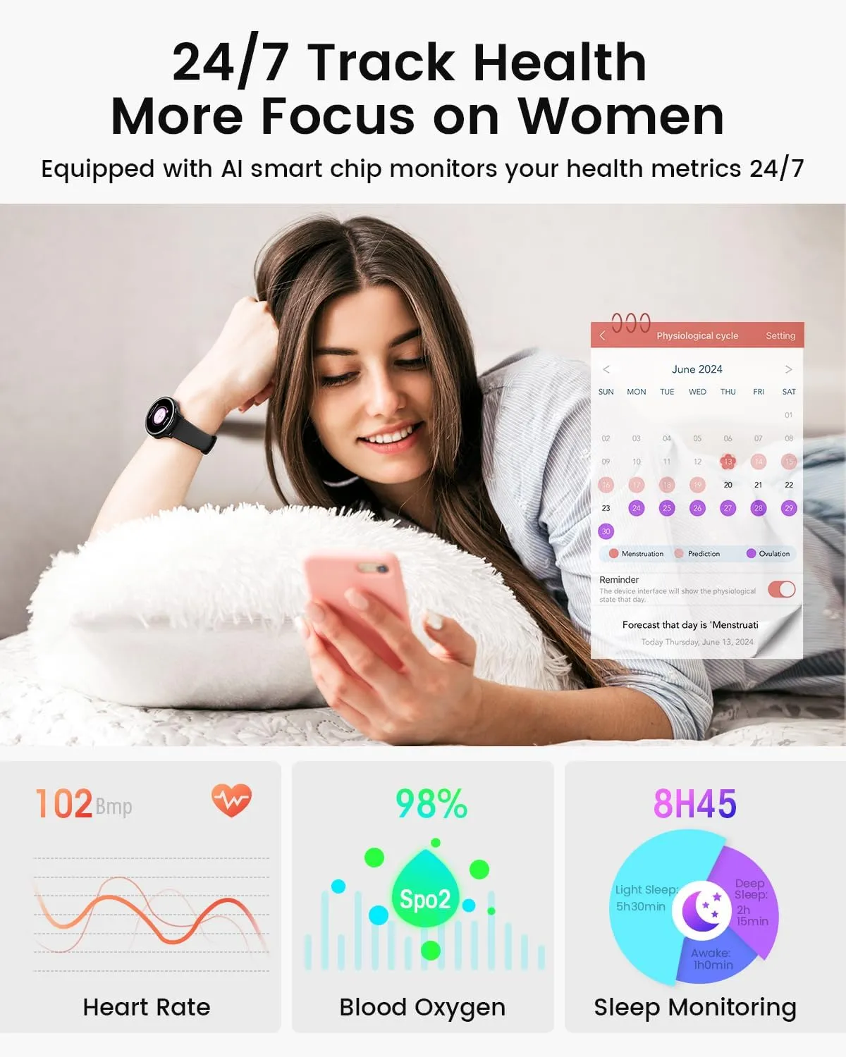 2025 Smart Watches for Women [Make Call/Answer/400 Watch Faces] Android Phones iPhone Compatible, Waterproof Fitness Tracker for Women Activity Trackers and SmartWatch Smart Watches, 3 Watch Bands