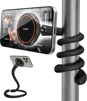 A2C Flexible Gooseneck Phone Holder for iPhone Magsafe, Long Arm Gym Magnetic Phone Holder for Treadmill Peloton, Portable Fitness Home Gym Accessory, Phone Mount for Stroller/Shopping/Golf Cart/Desk