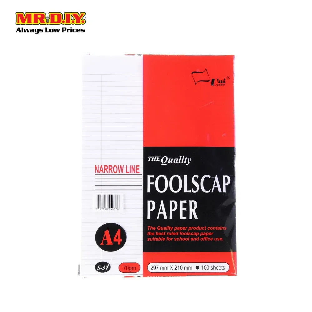 A4 Narrow Line Foolscap Paper 100'S S-37/100NL