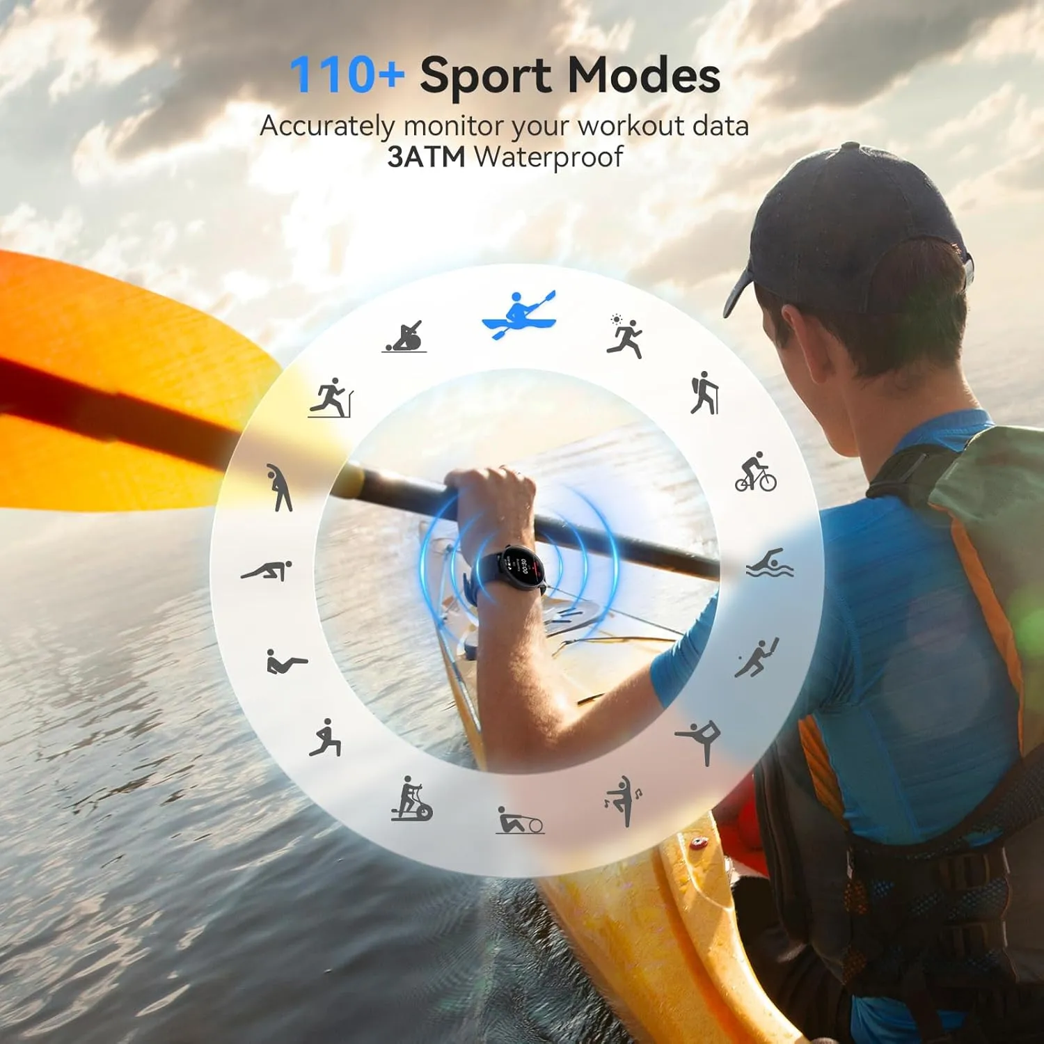 aeac Smart Watch for Men Women, AMOLED Ultra-Clear Screen Fitness Trackers with Heart Rate/Sleep/SpO2 Monitor, Smartwatch for iPhone/Samsung/Android, 110  Sport Modes Waterproof Reloj Inteligente