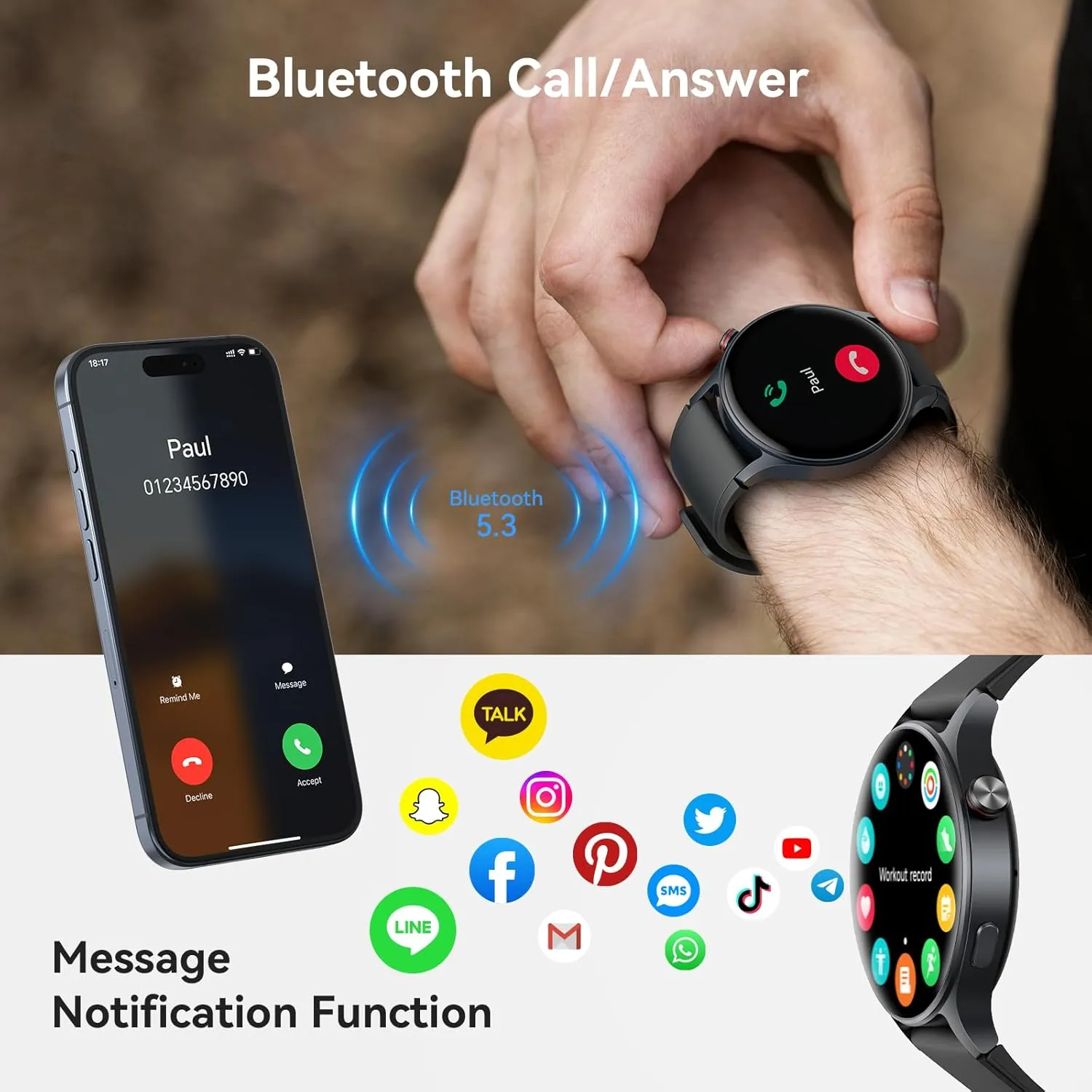 aeac Smart Watch for Men Women, AMOLED Ultra-Clear Screen Fitness Trackers with Heart Rate/Sleep/SpO2 Monitor, Smartwatch for iPhone/Samsung/Android, 110  Sport Modes Waterproof Reloj Inteligente