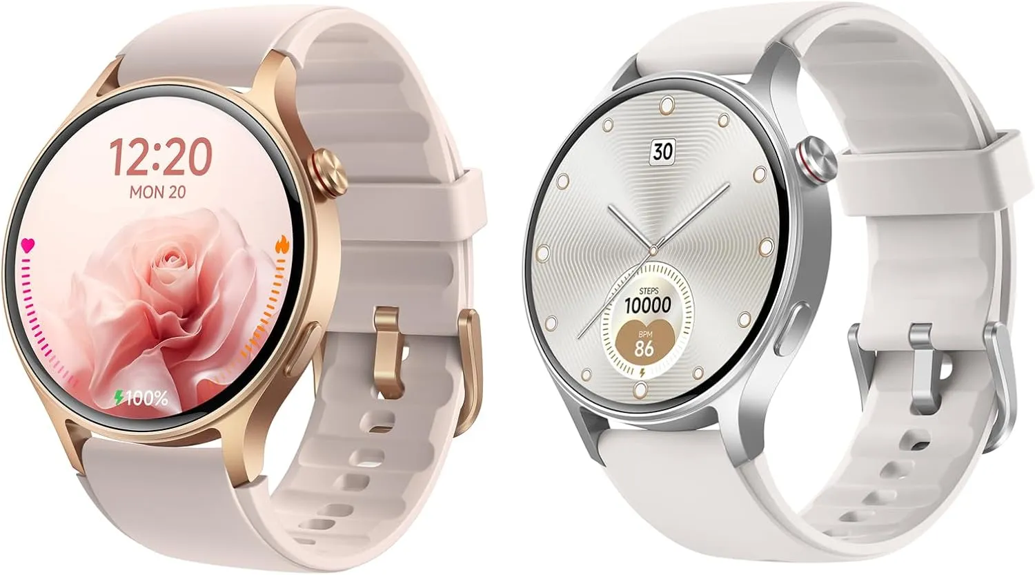 aeac Smart Watch for Women, AMOLED Ultra-Clear Screen Activity Trackers with Heart Rate/Sleep/SpO2 Monitor, Smartwatch for iPhone/Samsung/Android(Pink and Gray)