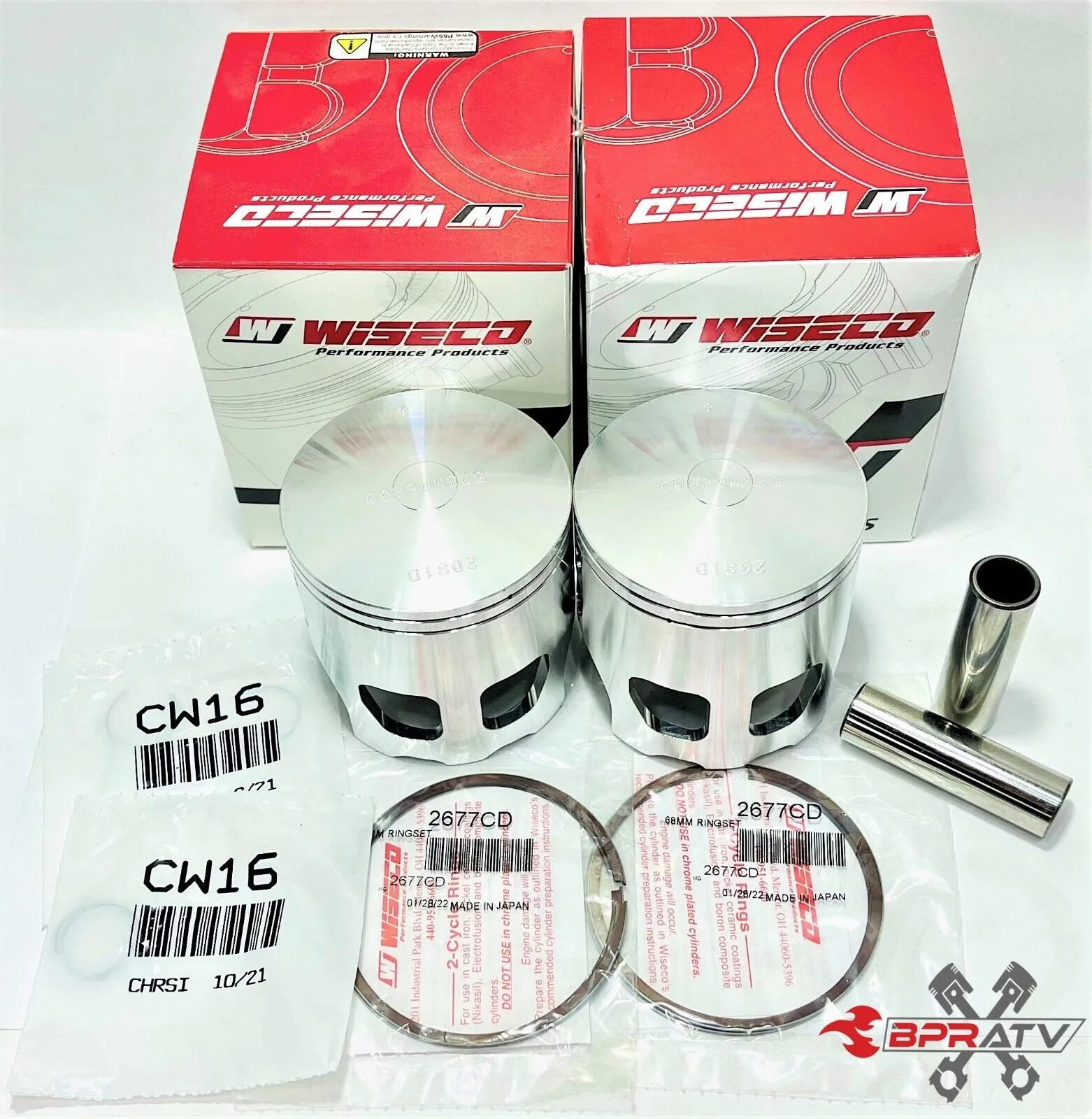 Banshee 64.50mm .020 Over Long Rod Pistons Wiseco Stroker Piston Rings  .50mm