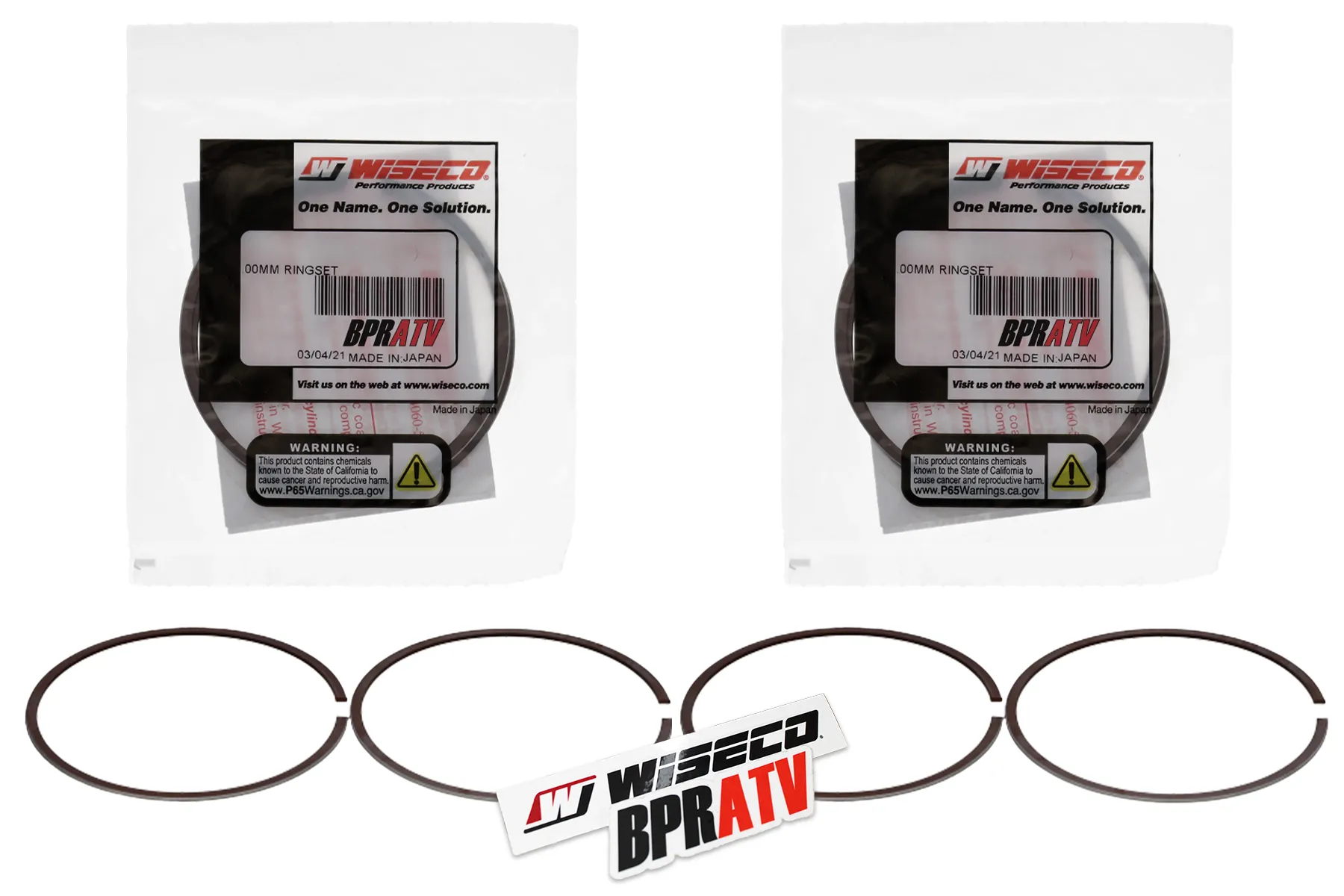 Banshee 72 mm Bore Wiseco Piston Rings Super Cub Rebuild Set 2835CD Pair Set 4