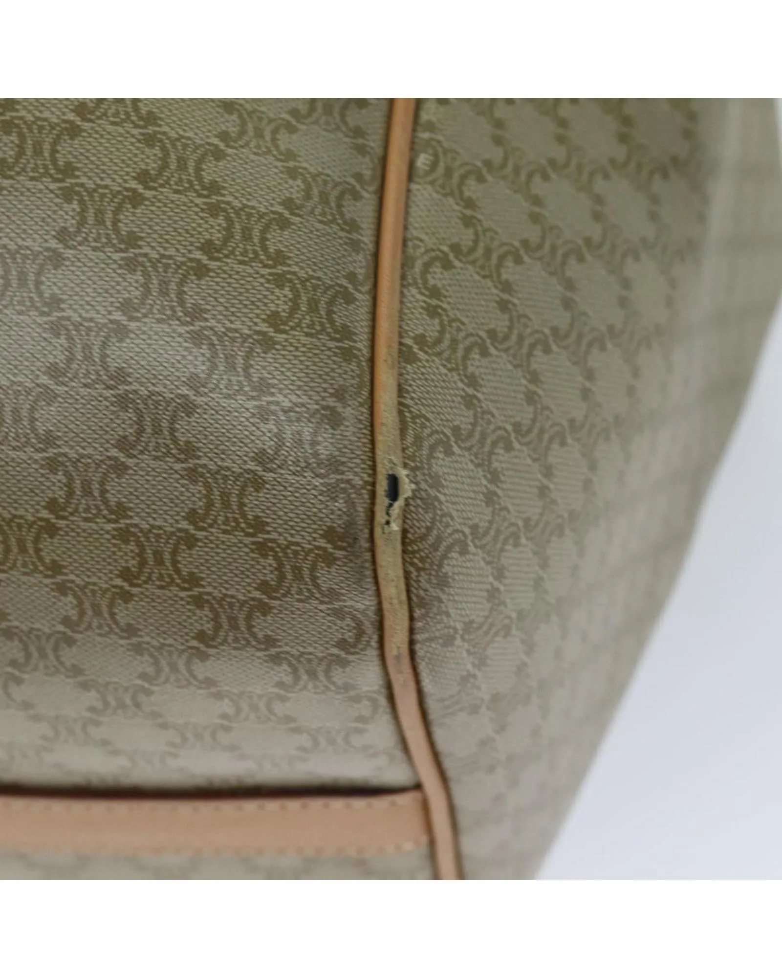 Beige Canvas Tote Bag with Macadam Design