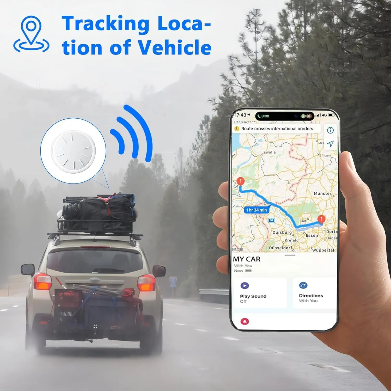 Car GPS Tracking Device for Vehicles,Cars etc,1PCS Real Time GPS Tracker for Vehicles Work with Find My (iOS Only),Mini Hidden Car Tracker with Magnetic Waterproof Case,No Monthly Fee(White)