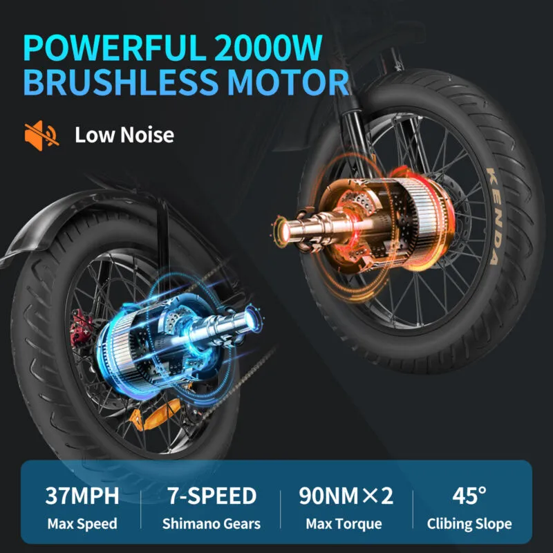 Electric Bike 1000W/2000W Fat Tire 20" Mountain E-Bike 13Ah/20Ah/40Ah