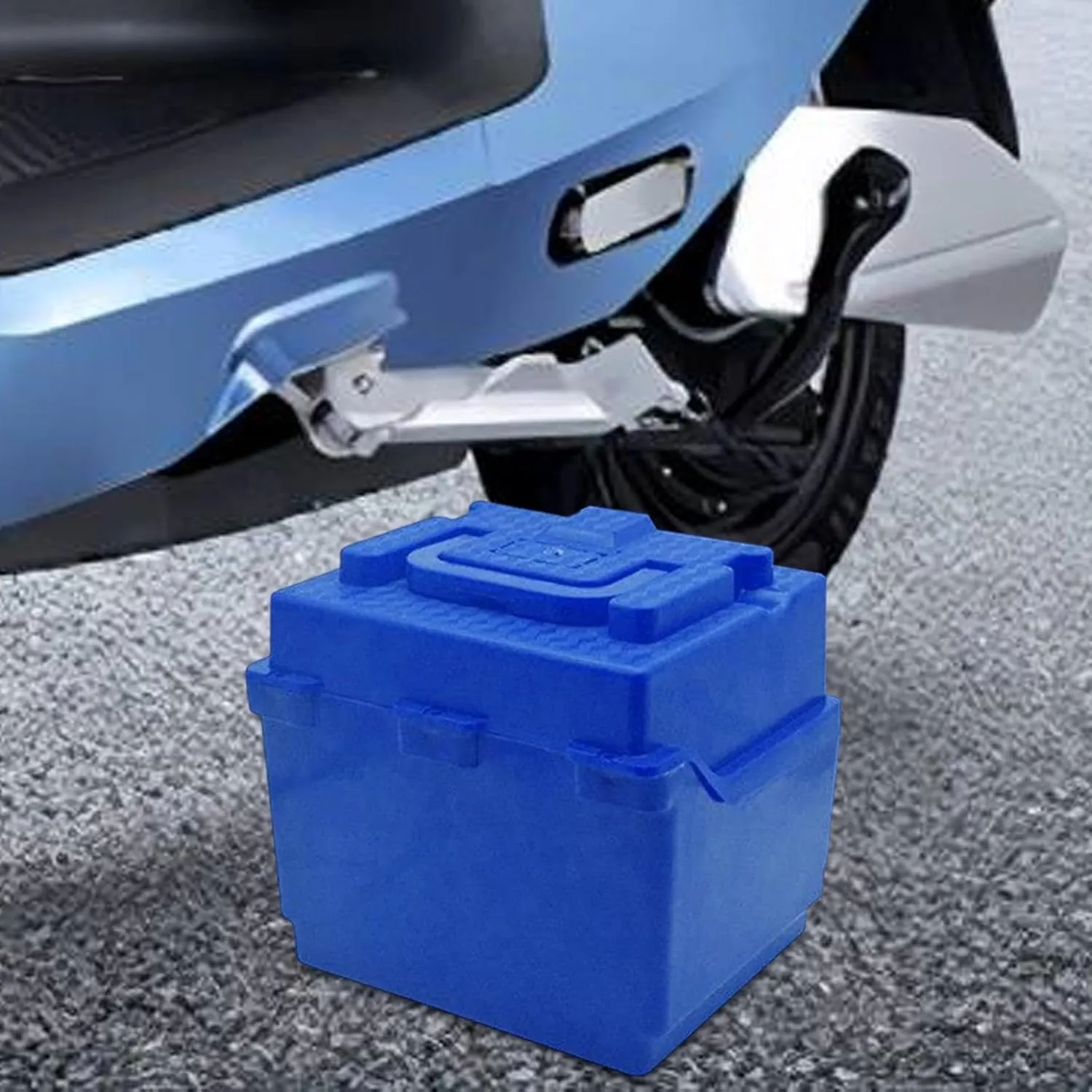 Electric Bike Battery Box Battery Storage Box Dustproof Carrying Box Portable Battery Holder Battery Case for Tricycles, Blue