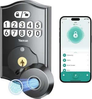 Fingerprint Door Lock Keyless Entry Door Lock Deadbolt with App Control Smart Door Locks for Front Door with Code Keypad Deadbolt Auto-Lock Anti-Peeping Code Easy Installation
