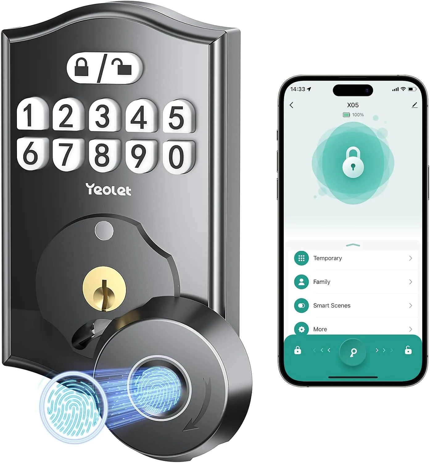 Fingerprint Door Lock Keyless Entry Door Lock Deadbolt with App Control Smart Door Locks for Front Door with Code Keypad Deadbolt Auto-Lock Anti-Peeping Code Easy Installation