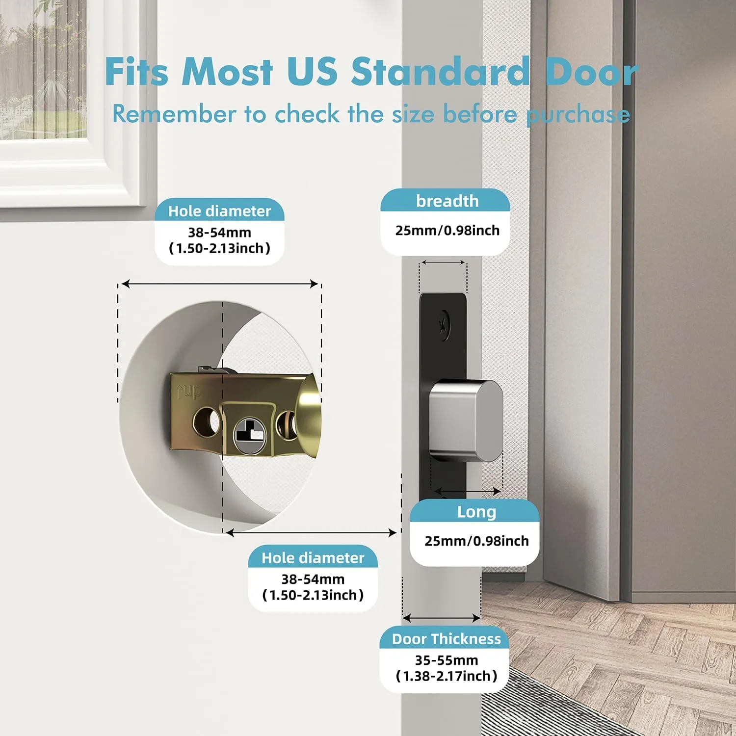 Fingerprint Keyless Entry Door Lock,Smart Deadbolt Lock with App Countrol,Biometric Door Lock with 2 Keys,10 Months Battery,Auto-Lock,One-Touch Lock,Easy Install,Deadbolt Alternative,IP66 Waterproof