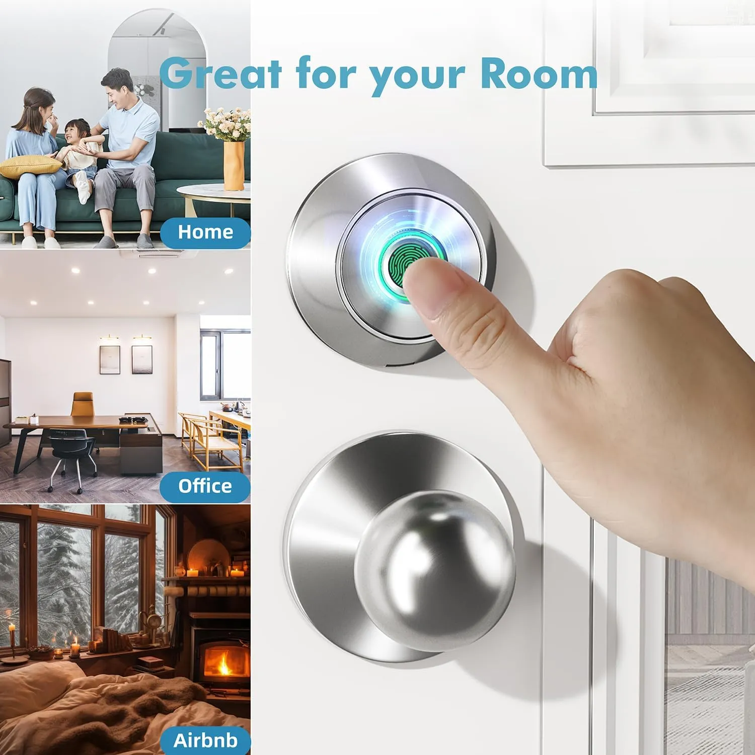 Fingerprint Keyless Entry Door Lock,Smart Deadbolt Lock with App Countrol,Biometric Door Lock with 2 Keys,10 Months Battery,Auto-Lock,One-Touch Lock,Easy Install,Deadbolt Alternative,IP66 Waterproof