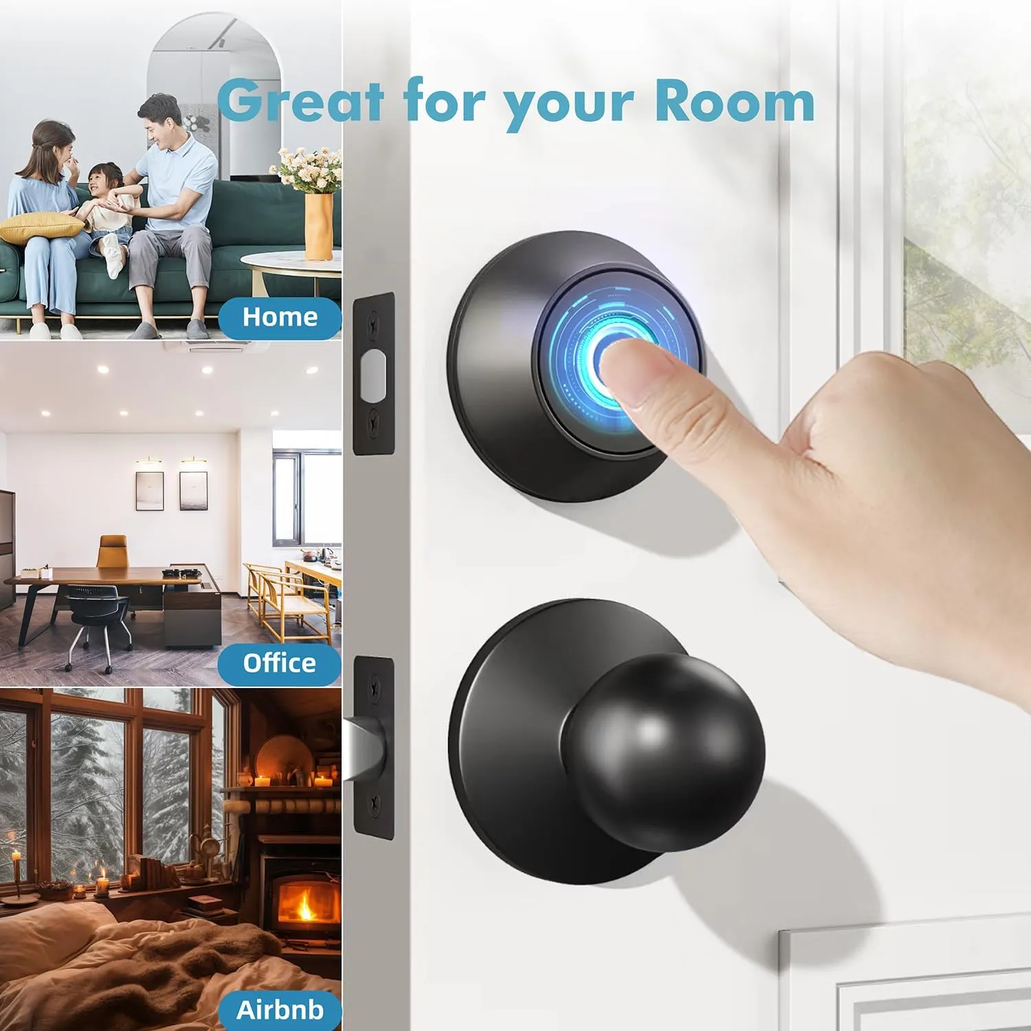 Fingerprint Keyless Entry Door Lock,Smart Deadbolt Lock with App Countrol,Biometric Door Lock with 2 Keys,10 Months Battery,Auto-Lock,One-Touch Lock,Easy Install,Deadbolt Alternative,IP66 Waterproof