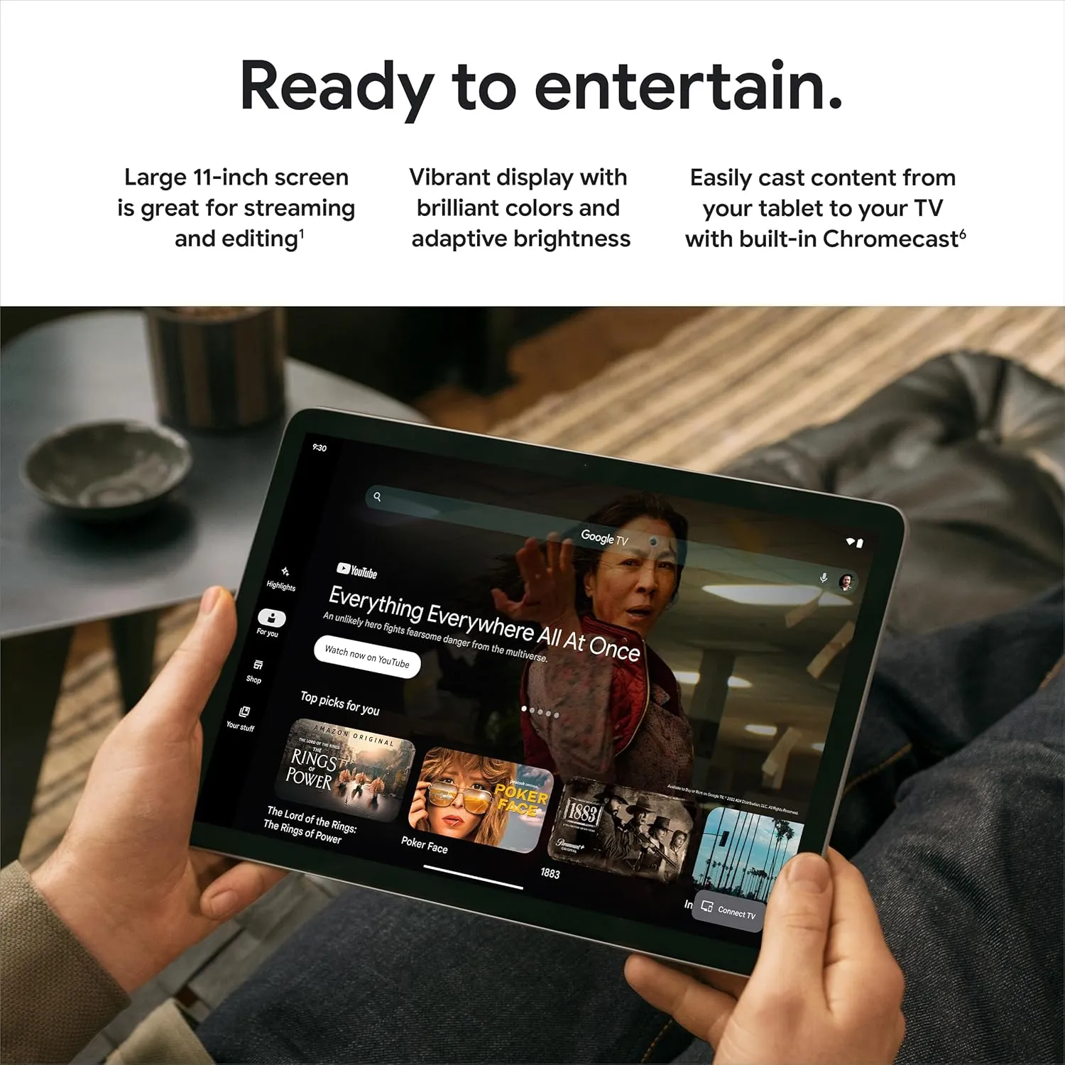 Google Pixel Tablet - Android Tablet with 11-Inch Screen and Extra-Long Battery Life - Porcelain - 8 GB RAM - 256 GB
