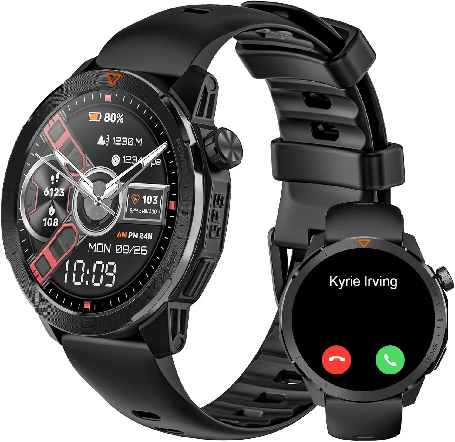GPS Smart Watch for Men Women, Sport Fitness Tracker Smartwatches, 3ATM Waterproof Answer/Make Calls Messages Notification,Heart Rate Blood Oxygen Sleep Monitor, 1.43" AMOLED Screen, for iOS Android