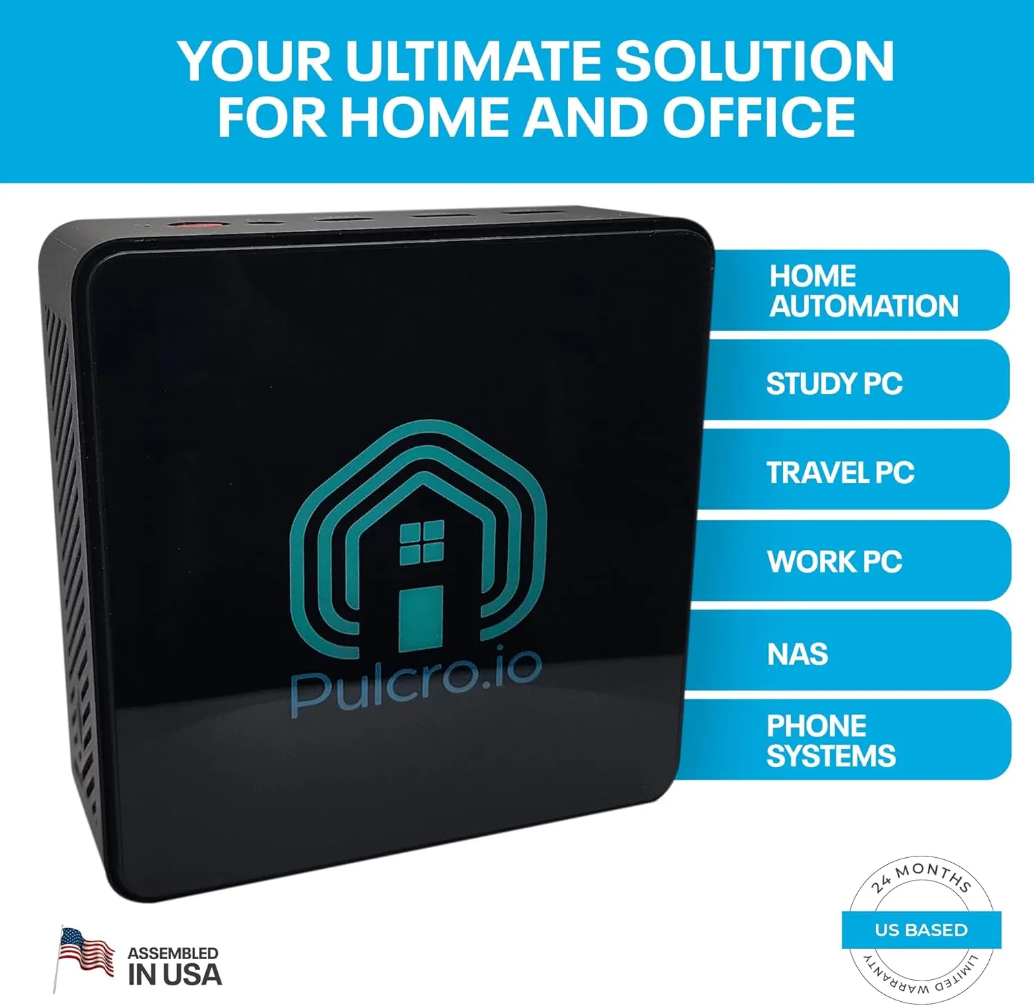Home Assistant | Pulcro TK Two Mini PC | N100 CPU, 16GB DDR4 RAM, 512GB M2 SSD, 4K HDMI DisplayPort USB Support, 4X USB, 2.5Gbps Ethernet, WiFi, BT | Smart Home Automation Hub