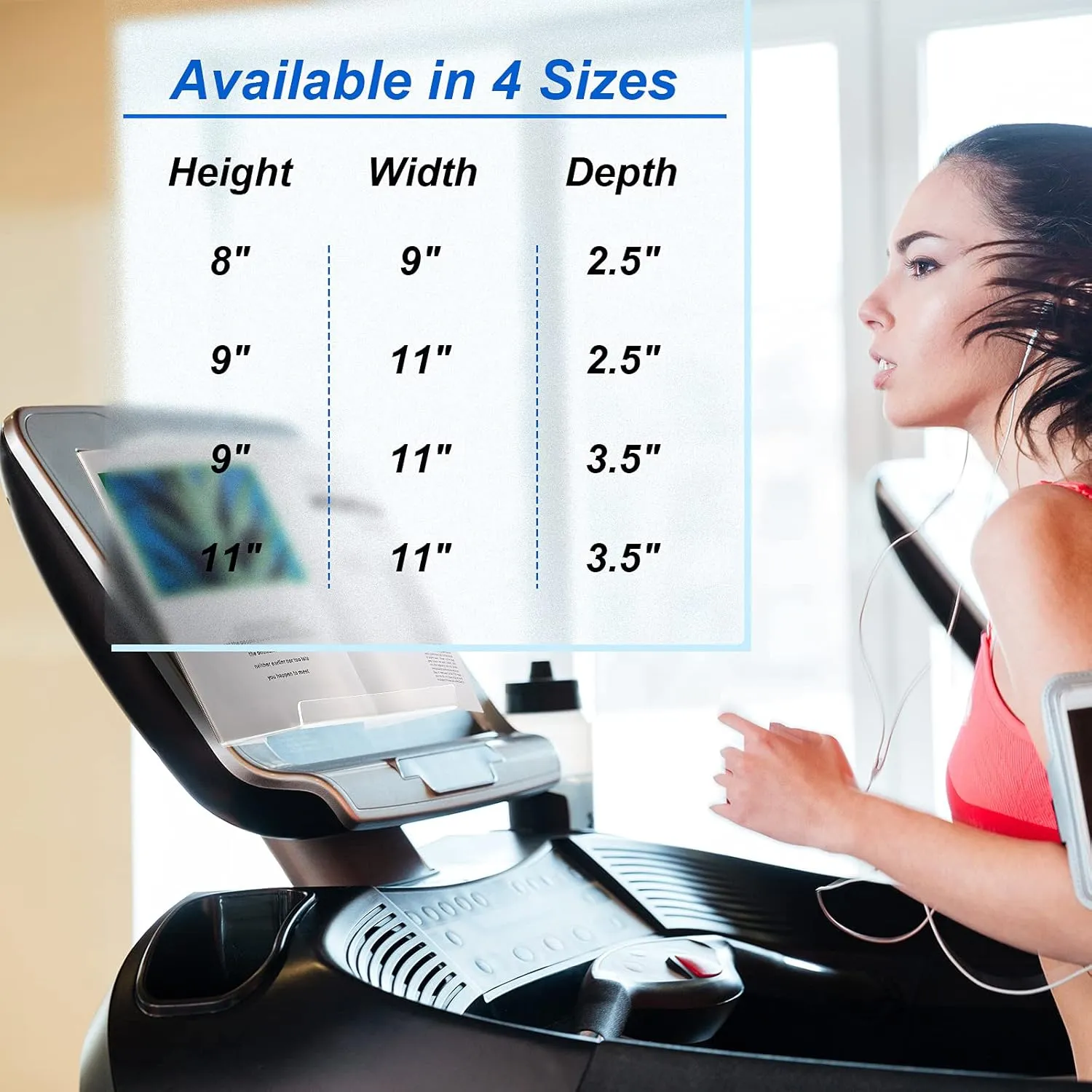 Jetec Treadmill Book Holder Clear Acrylic Reading Rack for Treadmill Universal Book Holder Compatible with Kindle, Flat Tablet, Nook, eReader Magazine for Gym Exercising (9 x 11 x 3.5 Inches)