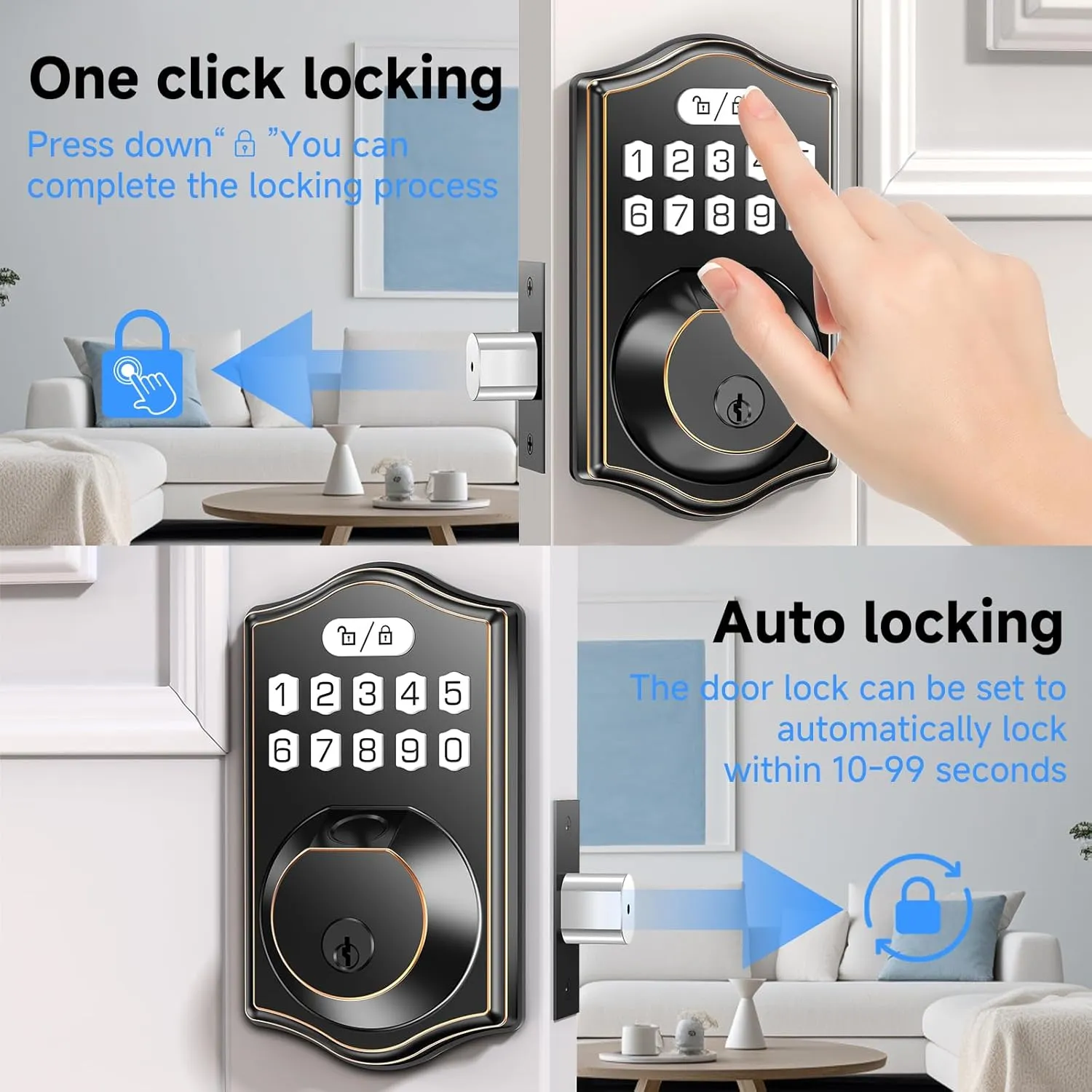 keyless Entry Door Lock deadbolt with Handle Set-Front Fingerprint Smart Door Locks for with 2 Lever Handles-Electronic Keypad Code Deadbolt