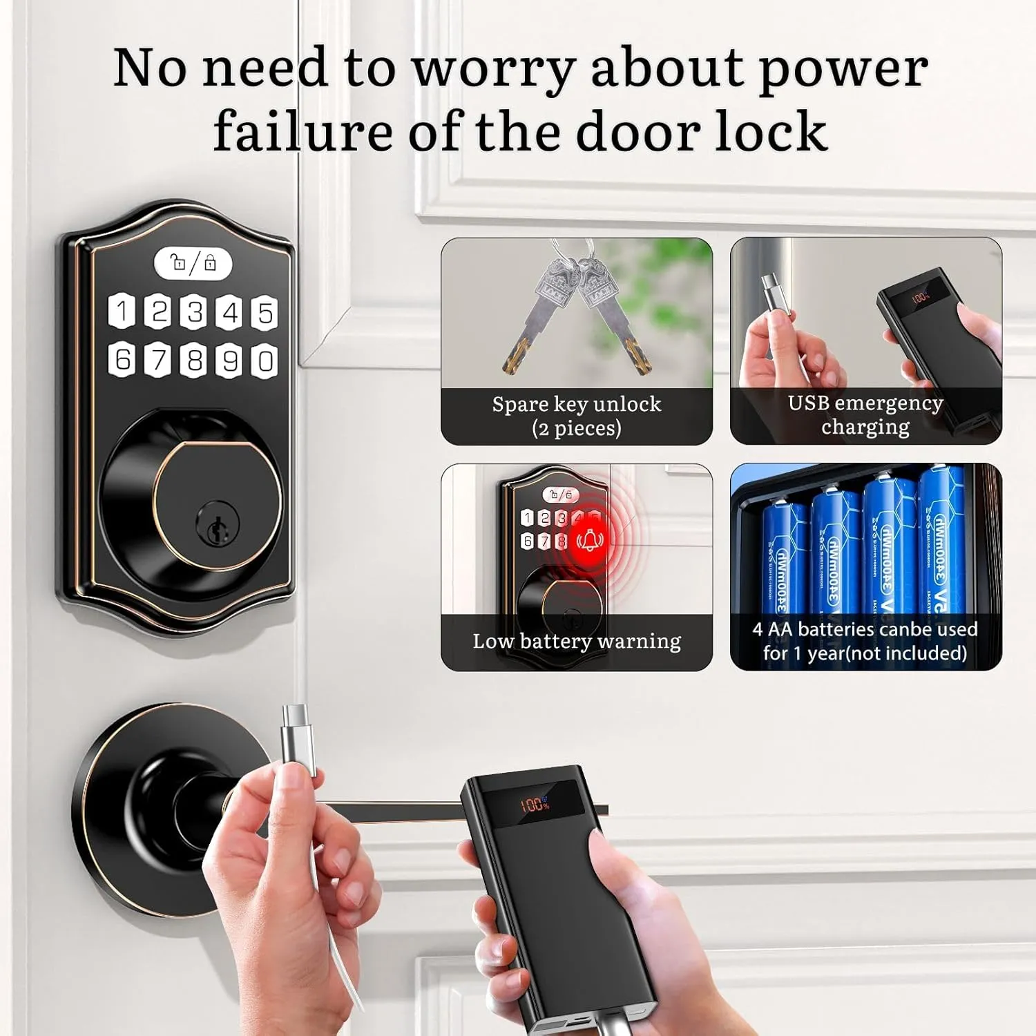 keyless Entry Door Lock deadbolt with Handle Set-Front Fingerprint Smart Door Locks for with 2 Lever Handles-Electronic Keypad Code Deadbolt