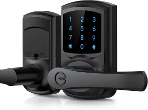 Keyless Entry Door Lock, Smart Locks for Front Door, Keypad Door Knob with Handle, Touchscreen, One-Touch Toggle for Passage Mode, Matte Black