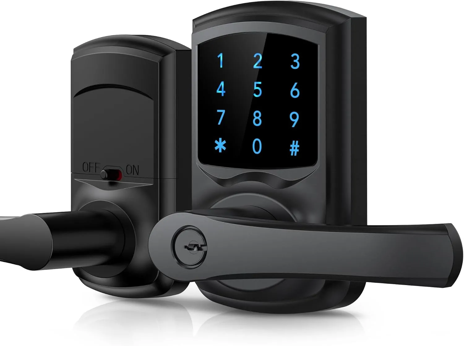 Keyless Entry Door Lock, Smart Locks for Front Door, Keypad Door Knob with Handle, Touchscreen, One-Touch Toggle for Passage Mode, Matte Black