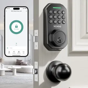 Keyless Entry Door Lock with Handle App Control Door Locks for Front Door Anti-Peeping Password Smart Door Lock for Homes Hotel Bedroom Doors with 2 Door Knobs