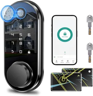 Keyless Entry Smart Door Lock - Fingerprint Code Deadbolt for Front Door Electronic Keypad Locks -App Control,Auto Lock,Easy to Install