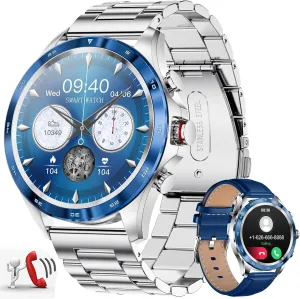LIGE Smart Watches for Men,1.43 AMOLED Smart Watch with Bluetooth Calls/Message Push, 100  Sport Modes Blood Pressure/Heart Rate Tracker IP67 Waterproof Blue Mens Smartwatch for Android iOS Phones