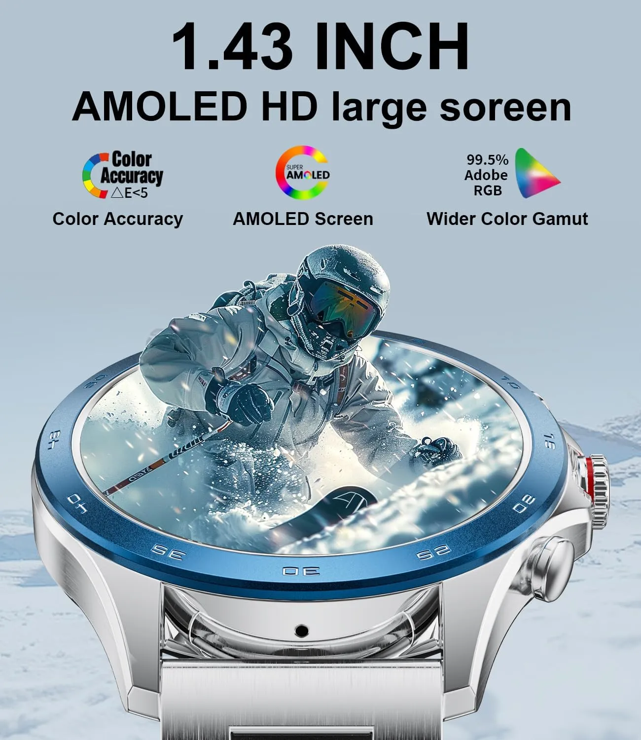 LIGE Smart Watches for Men,1.43 AMOLED Smart Watch with Bluetooth Calls/Message Push, 100  Sport Modes Blood Pressure/Heart Rate Tracker IP67 Waterproof Blue Mens Smartwatch for Android iOS Phones