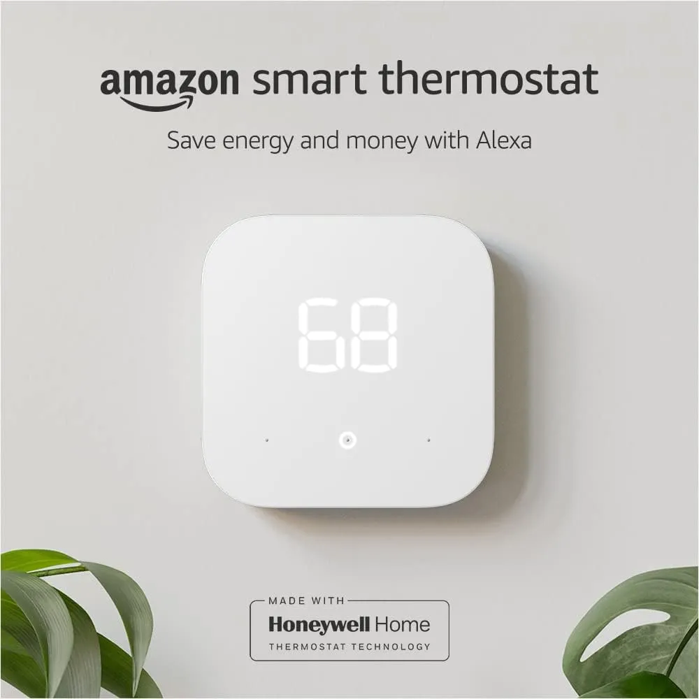 Like-New Amazon Smart Thermostat  ENERGY STAR certified, DIY install, Works with Alexa  C-wire required