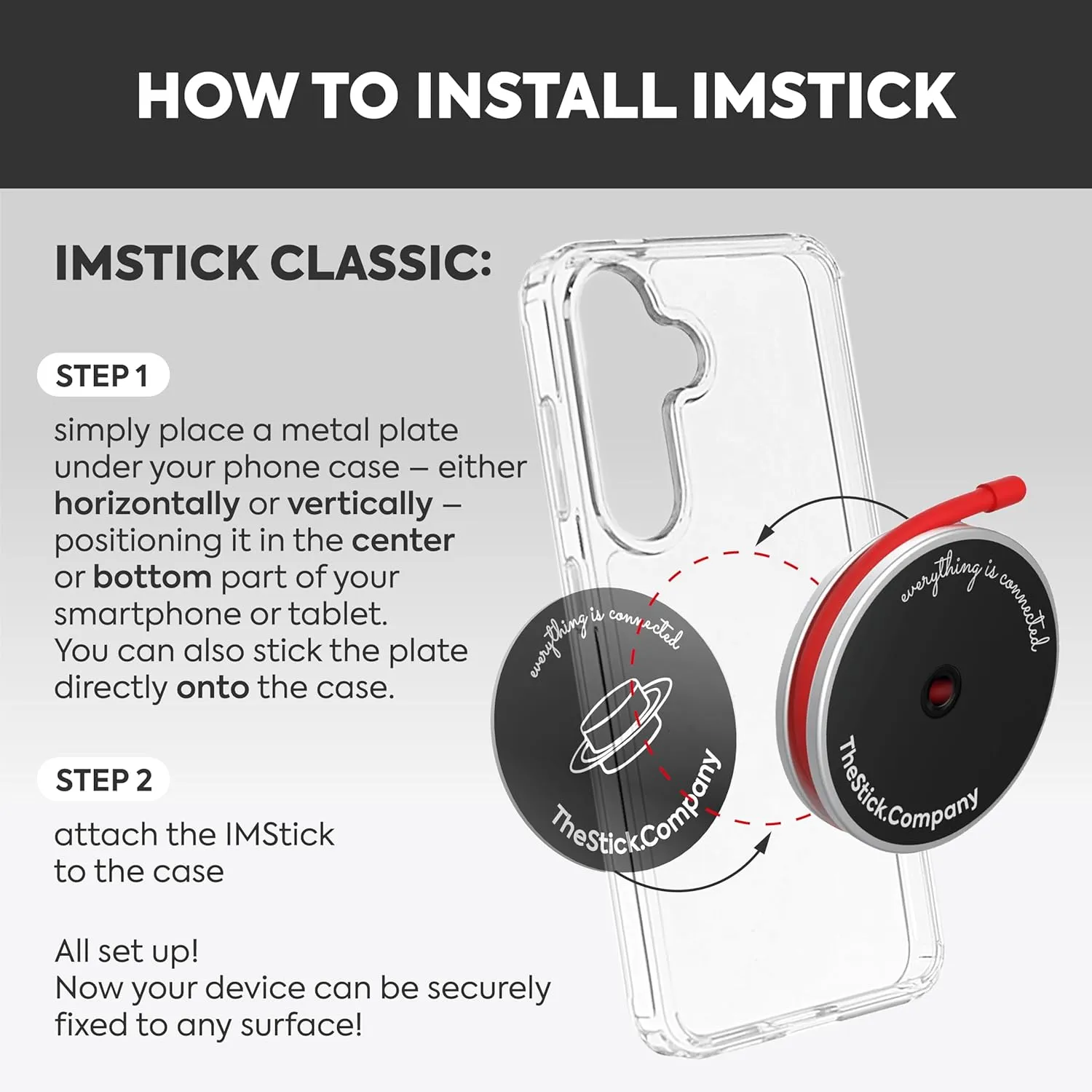 Magnetic Phone Grip & Flexible Phone Holder use as pop Socket Tripod Stand for Stable Phone use in car Bicycle Office for Non-Magnetic Surfaces - NOT Compatible with MagSafe