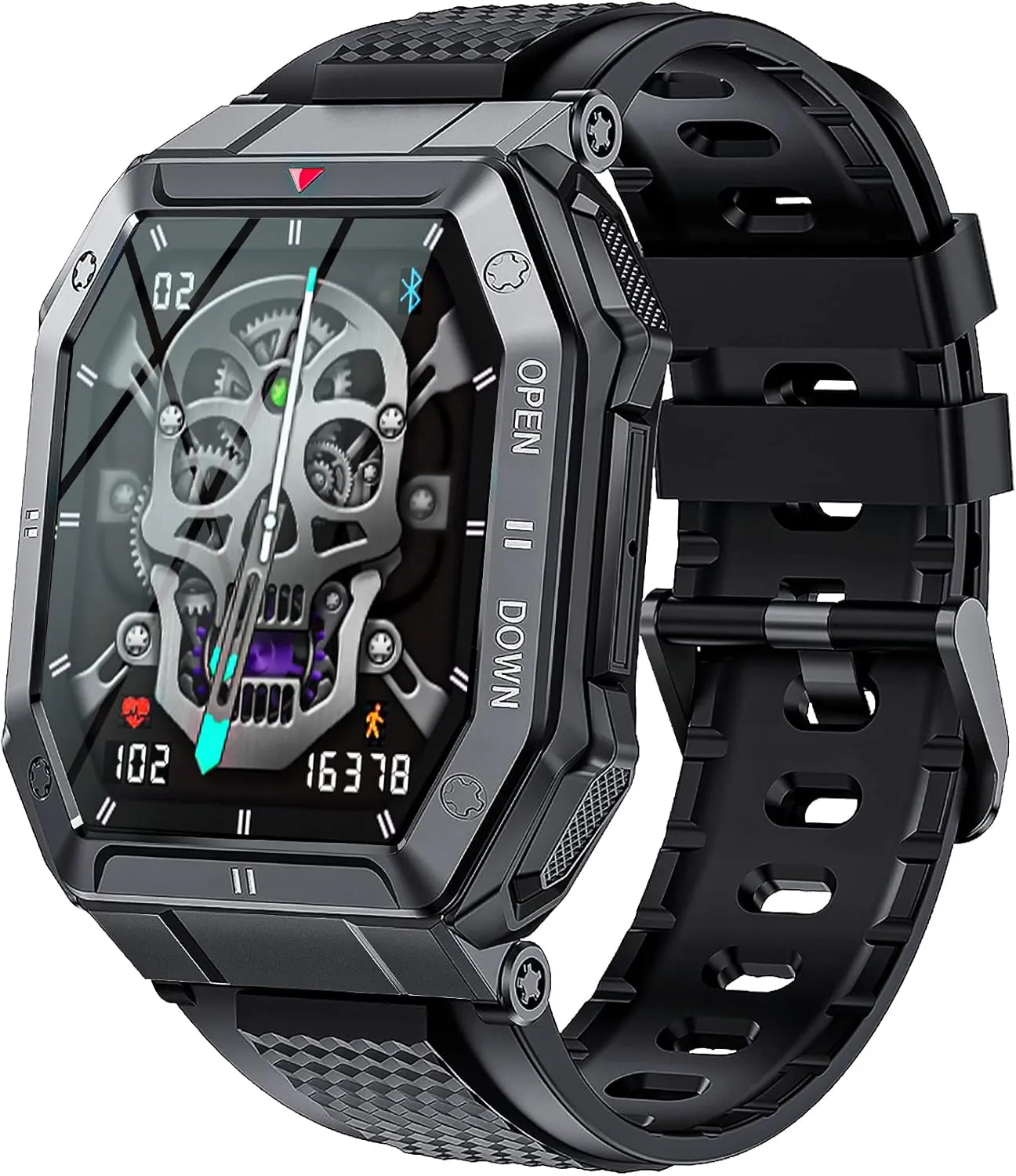 Military Smart Watch for Men (Answer/Make Call), 1.85" HD Outdoor Rugged Tactical Smartwatch, Fitness Tracker Sports Watch with Heart Rate Blood Pressure Sleep Monitor for iPhone Android Phone