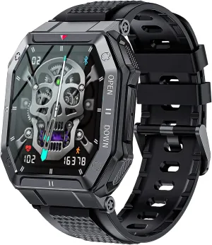 Military Smart Watch for Men (Answer/Make Call), 1.85" HD Outdoor Rugged Tactical Smartwatch, Fitness Tracker Sports Watch with Heart Rate Blood Pressure Sleep Monitor for iPhone Android Phone