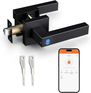 Probrico Smart Lock Keyless Entry Door Lock with Handle, Black Smart Locks for Front Door Fingerprint Door Lock for Bedroom Bathroom, Electronic Biometric Digital WiFi Door Lock APP Control