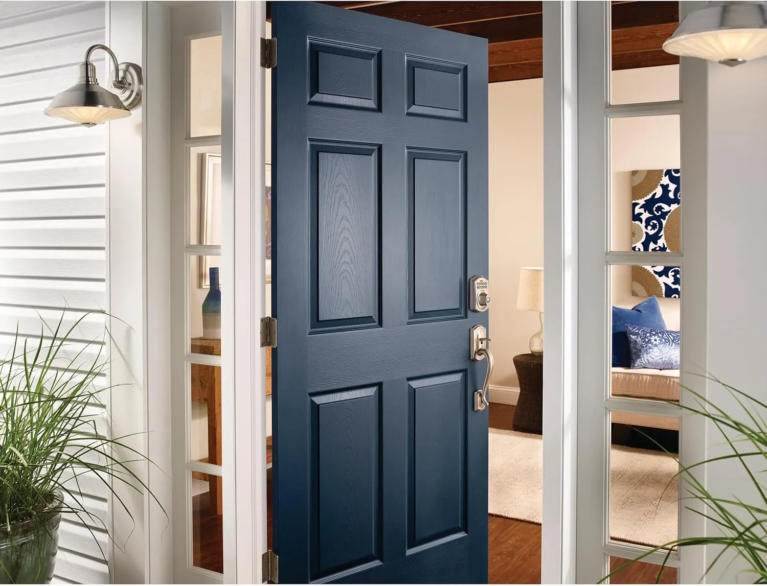 Schlage BE365 V CAM 619 Camelot Keypad Deadbolt, Electronic Keyless Entry Lock, Satin Nickel