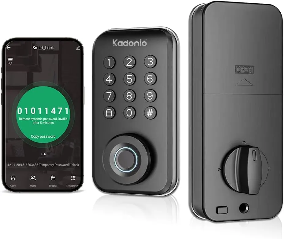 Smart Door Lock with Keypad: Fingerprint Smart Knob - Keyless Entry Digital Lock for Front Door - Deadbolt with APP - Generate Passcode Remotely - Quick DIY Installation