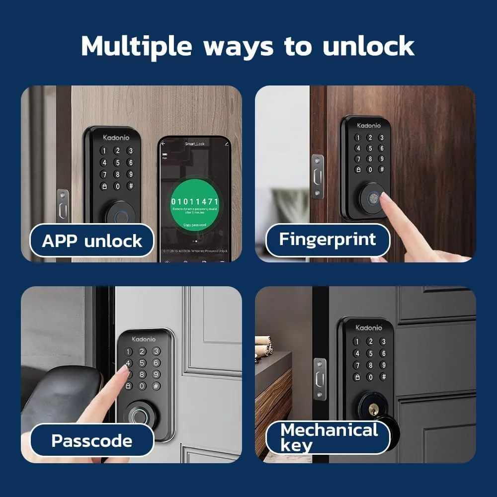 Smart Door Lock with Keypad: Fingerprint Smart Knob - Keyless Entry Digital Lock for Front Door - Deadbolt with APP - Generate Passcode Remotely - Quick DIY Installation