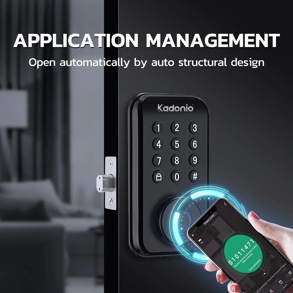 Smart Door Lock with Keypad: Fingerprint Smart Knob - Keyless Entry Digital Lock for Front Door - Deadbolt with APP - Generate Passcode Remotely - Quick DIY Installation