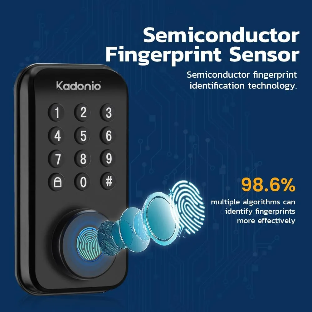 Smart Door Lock with Keypad: Fingerprint Smart Knob - Keyless Entry Digital Lock for Front Door - Deadbolt with APP - Generate Passcode Remotely - Quick DIY Installation