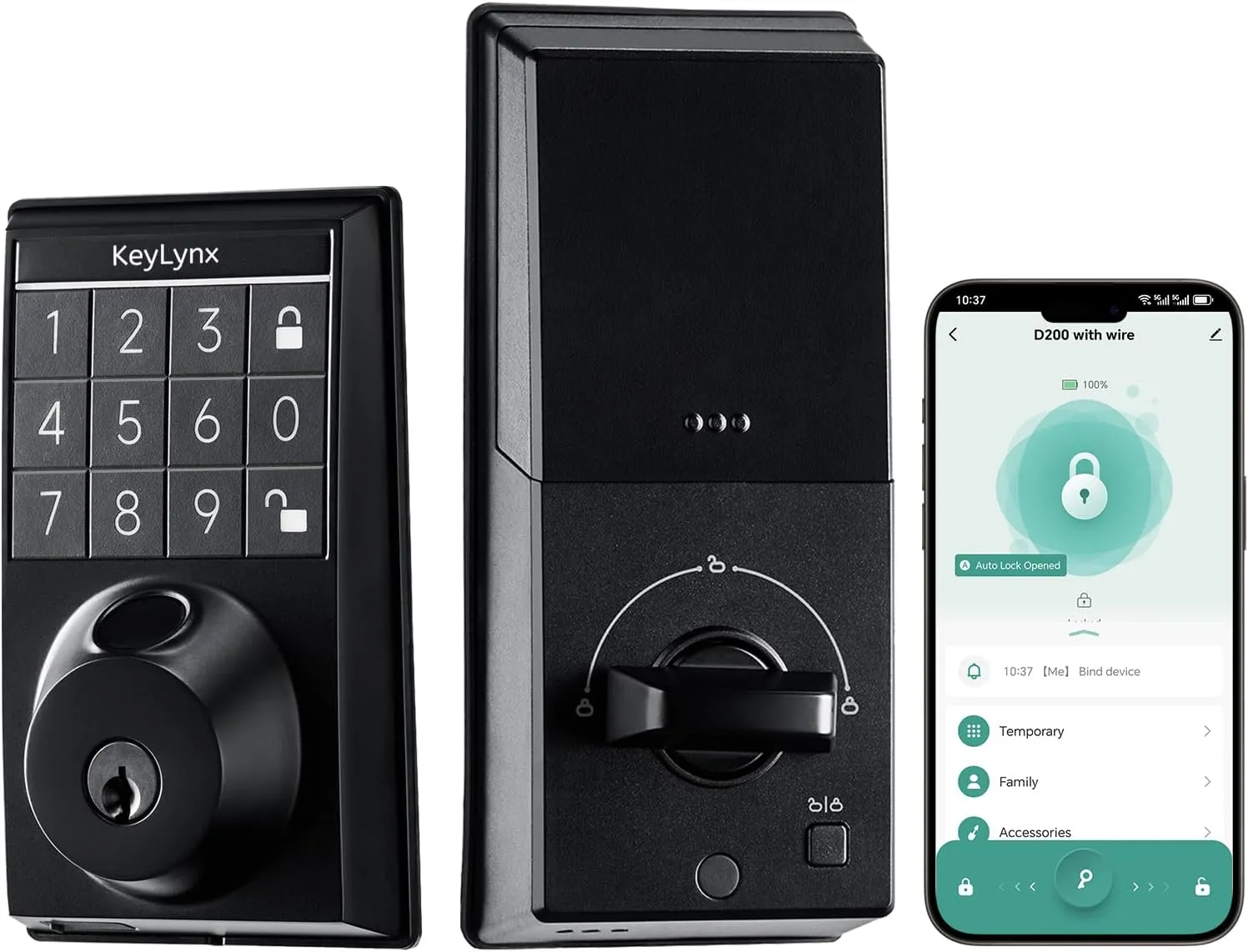 Smart Lock - Keylynx Keyless Entry Door Lock Deadbolt with Keypad - Fingerprint Door Locks for Front Door with App Control - Auto Lock - Easy Installation with 2 Keys