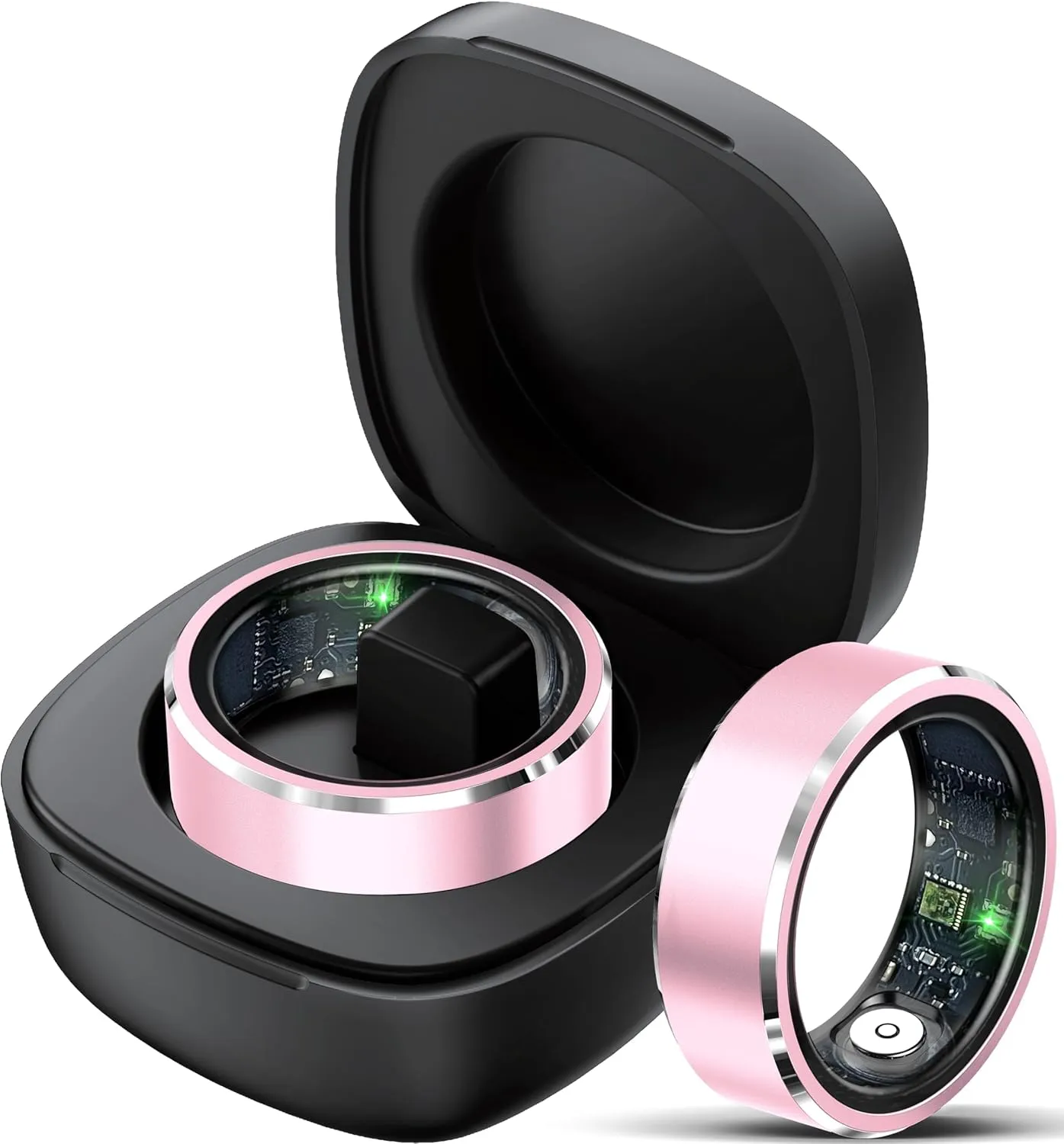 Smart Ring Fitness Tracker Heart Rate Monitor Sleep Tracker Gesture Control Fitness Rings Blood Pressure Pedometer Calories Step Counter Waterproof Health Smart Rings for Women Men with Charging Case