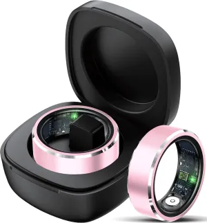 Smart Ring Fitness Tracker Heart Rate Monitor Sleep Tracker Gesture Control Fitness Rings Blood Pressure Pedometer Calories Step Counter Waterproof Health Smart Rings for Women Men with Charging Case