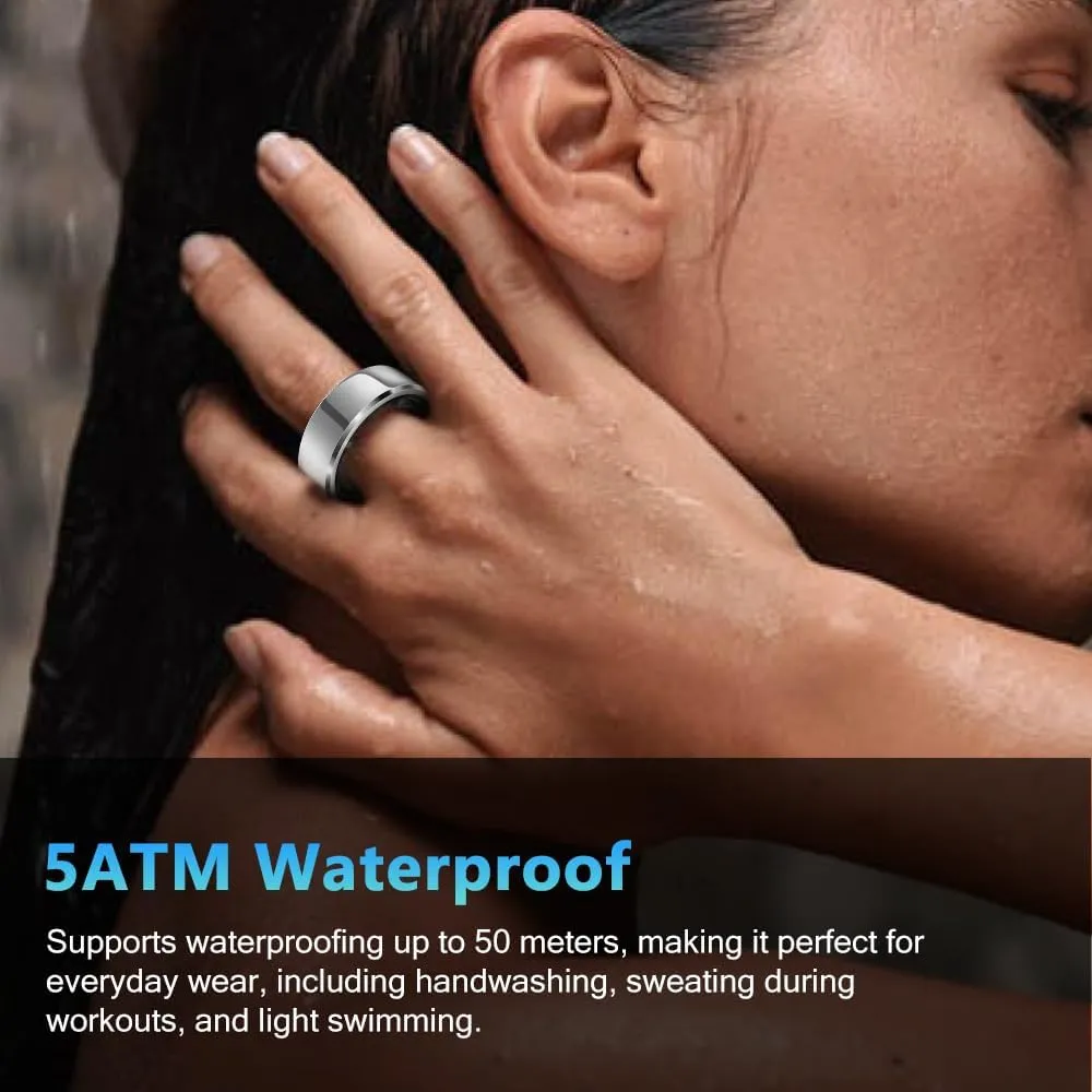 Smart Ring Health Tracker for Men Women, Waterproof Fitness Ring, Bluetooth Connected Health Ring, Activity Tracker Records Steps Distance Calories, Compatible with Android & iOS