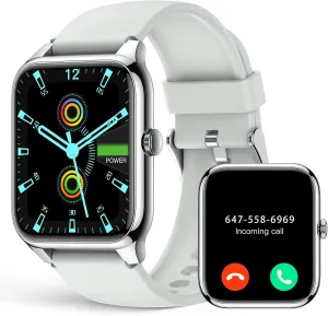 Smart Watch, 1.78" AMOLED 368*448 HD Screen, 69 Sports Modes Fitness Tracker with Heart Rate, Blood Pressure, Blood Oxygen, Sleep, IP68 Waterproof Smartwatch with Bluetooth Call for Android iOS, Grey